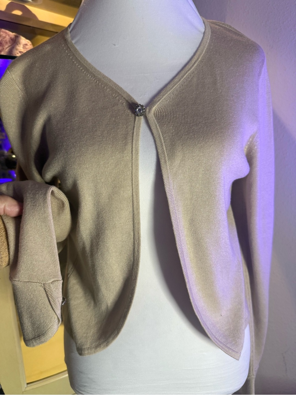 Ann Taylor Silk Cashmere Embellished Crop Cardigan M - Picture 4 of 9